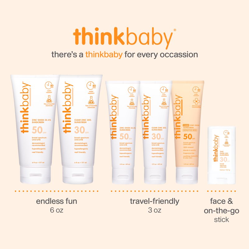 SPF 50 Zinc Sunscreen for Sensitive Skin - Water-Resistant, Fragrance-Free, 3 oz