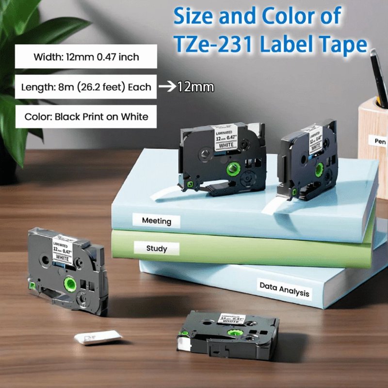 Laminated Label Tape Set for Brother P-Touch - 6 Colors, 12mm, Waterproof & Easy Peel