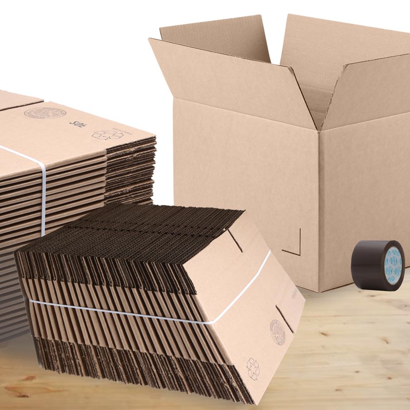 Corrugated Shipping & Moving Boxes - Eco-Friendly Kraft Cardboard Pack of 25