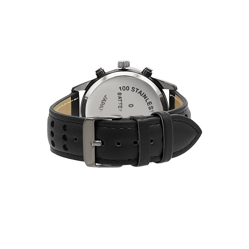 Men's 42mm Gunmetal Analog Watch with Luminous Hands and Black Strap