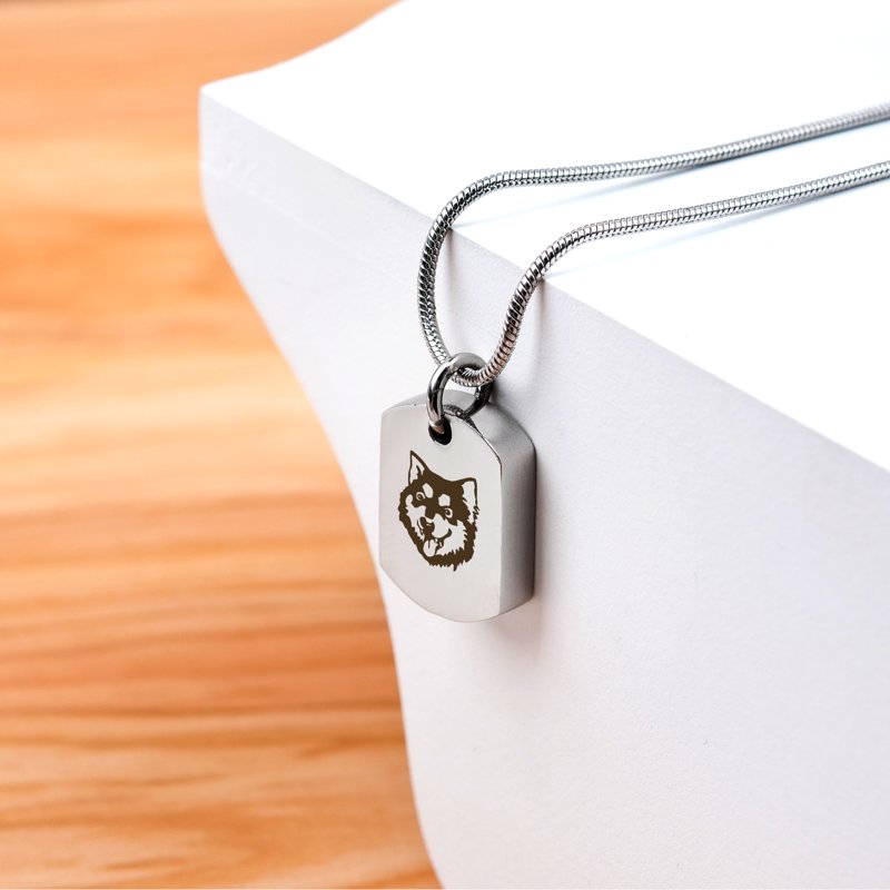 Memorial Pet Dog Tag Necklace for Ashes Keepsake Cremation Jewelry