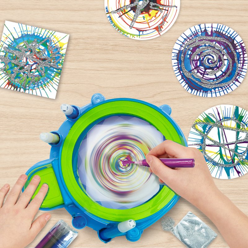 Spin Art Kit for Kids - Create Vibrant Rainbow & Metallic Designs