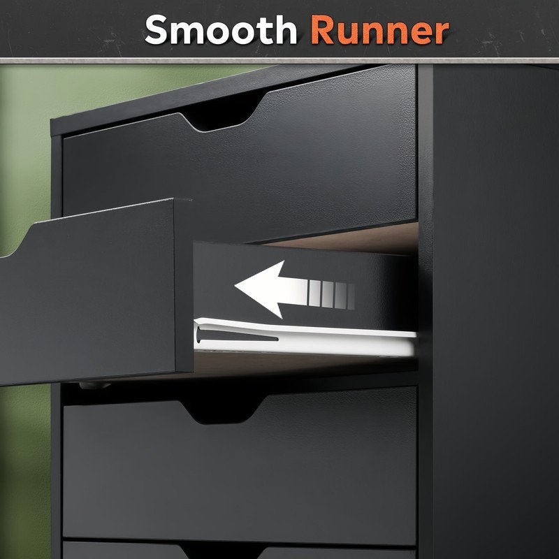 Mobile Under-Desk File Cabinet with Lockable Casters - Black or White