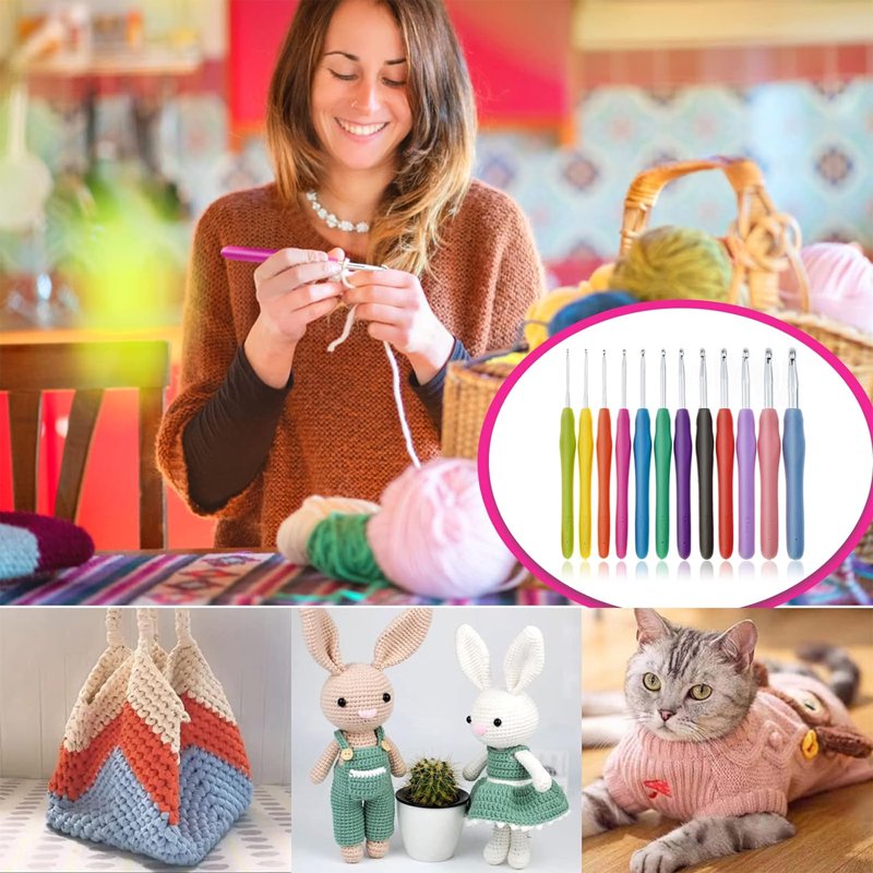37-Piece Crochet Hook Set with Ergonomic Handles for Beginners and Arthritis Hands