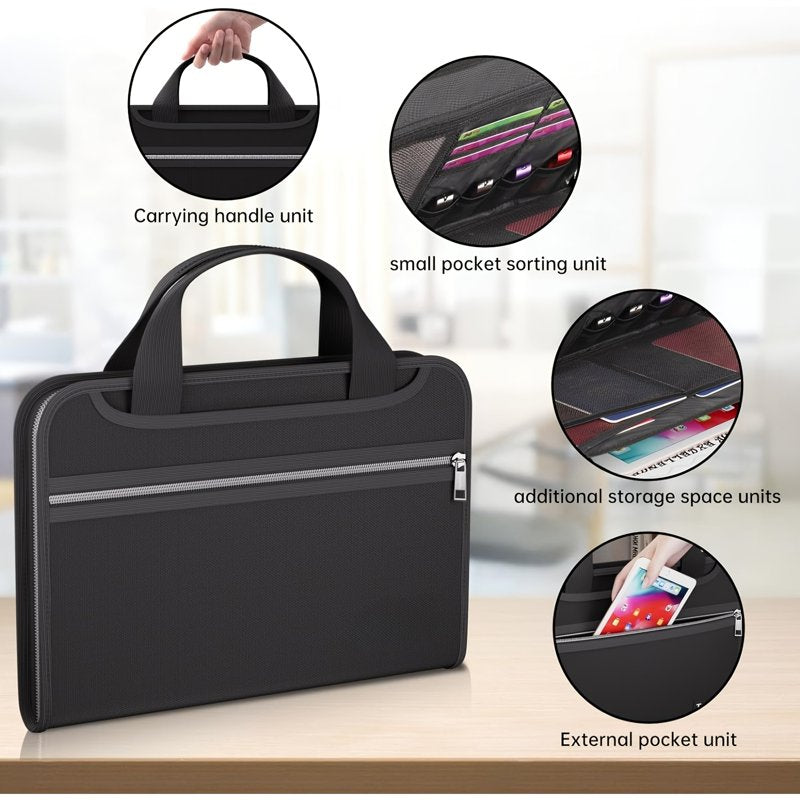 Fireproof Document Bag with Handle - Waterproof Fire & Water Resistant Safe Pouch for Passports, Cash, USB, 13 Pockets