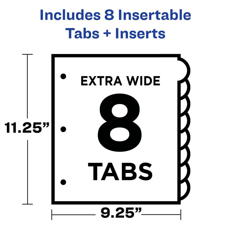 Plastic Divider Set with Big Oval Tabs for Organization, 8-Tab, Color