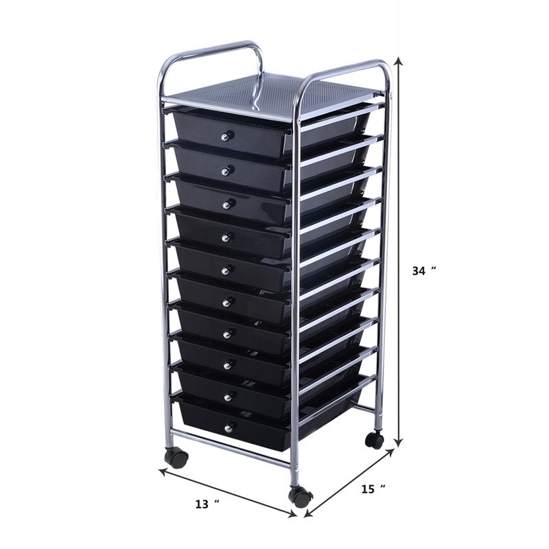 10 Drawer Scrapbook and Storage Cart with Wheels - Multi-Use Organizer