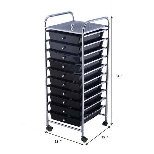 10 Drawer Scrapbook and Storage Cart with Wheels - Multi-Use Organizer