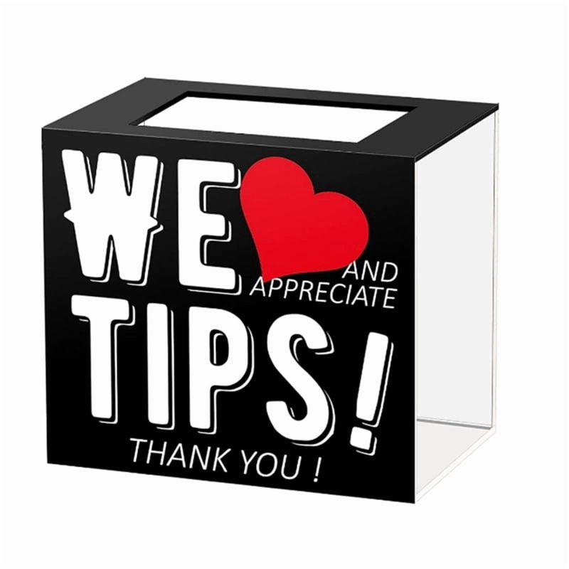 Acrylic Tip Jar for Bars & Restaurants - 6x4x5 Inch Collection Box with Lock