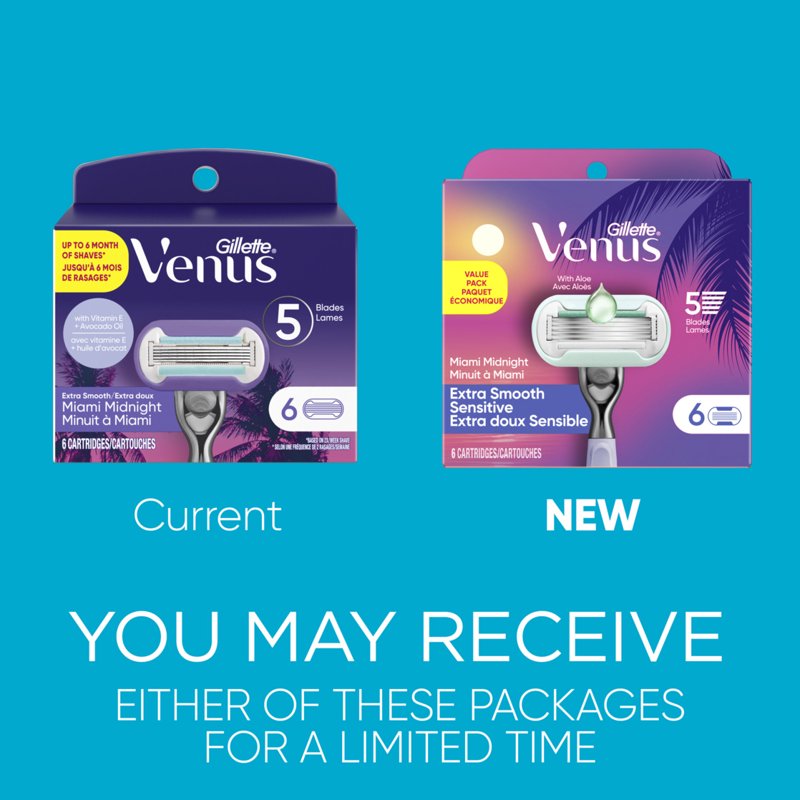 Venus Extra Smooth Razor Refills - 6 Count for Long-Lasting Shaves