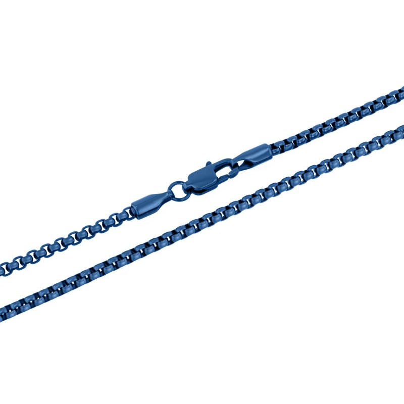 Stainless Steel Chain Set with Blue and Black IP Plated Links - Durable Jewelry Accessory