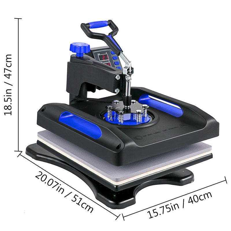 8-in-1 Commercial Heat Press Machine 15x15 Inch Sublimation T-Shirt Mug Cap