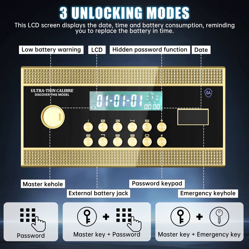 Large Fireproof Drop Safe with Digital Lock & Quick Access Slot – Anti-Theft Business Security