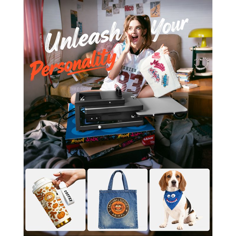 15x15 Inch Hybrid Heat Press Machine - 8-in-1 Sublimation & T-Shirt Press