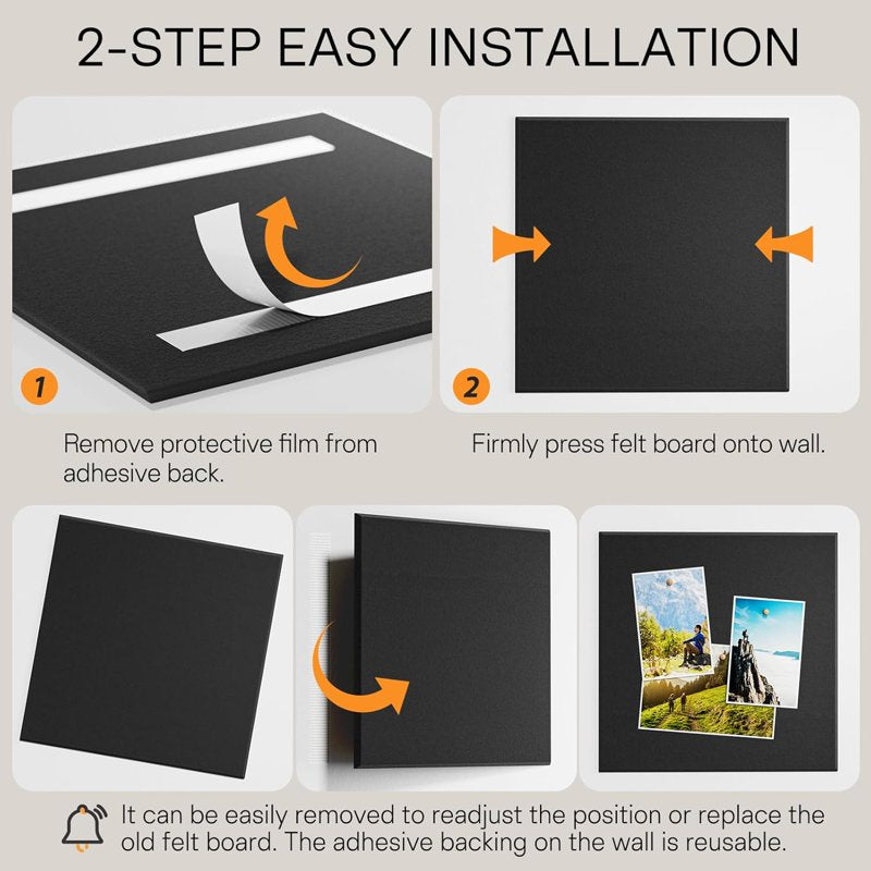 Large Felt Bulletin Board Panels - 36x24 Inches, Cork Board Alternative with Push Pins & Adhesive Tabs for Office & Home