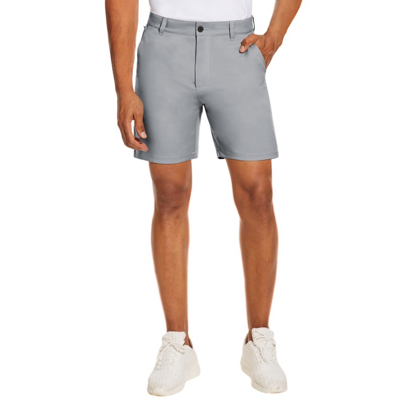 PULI Men’s Golf Dress Shorts Flat Front 7" Light Grey 34, Lightweight Quick-Dry Chino