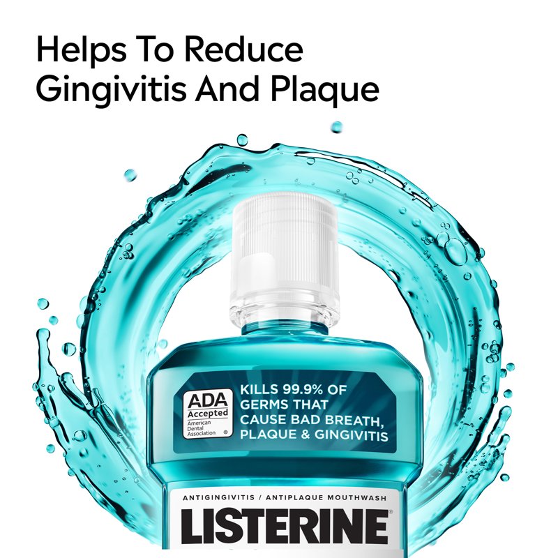 Listerine Cool Mint Antiseptic Mouthwash - Fresh Breath & Plaque Control, 6-Pack
