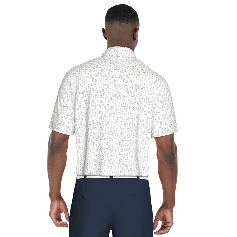 Men's Golf Polo Shirt with Drink Print - Stretch, Moisture-Wicking, UV Protection