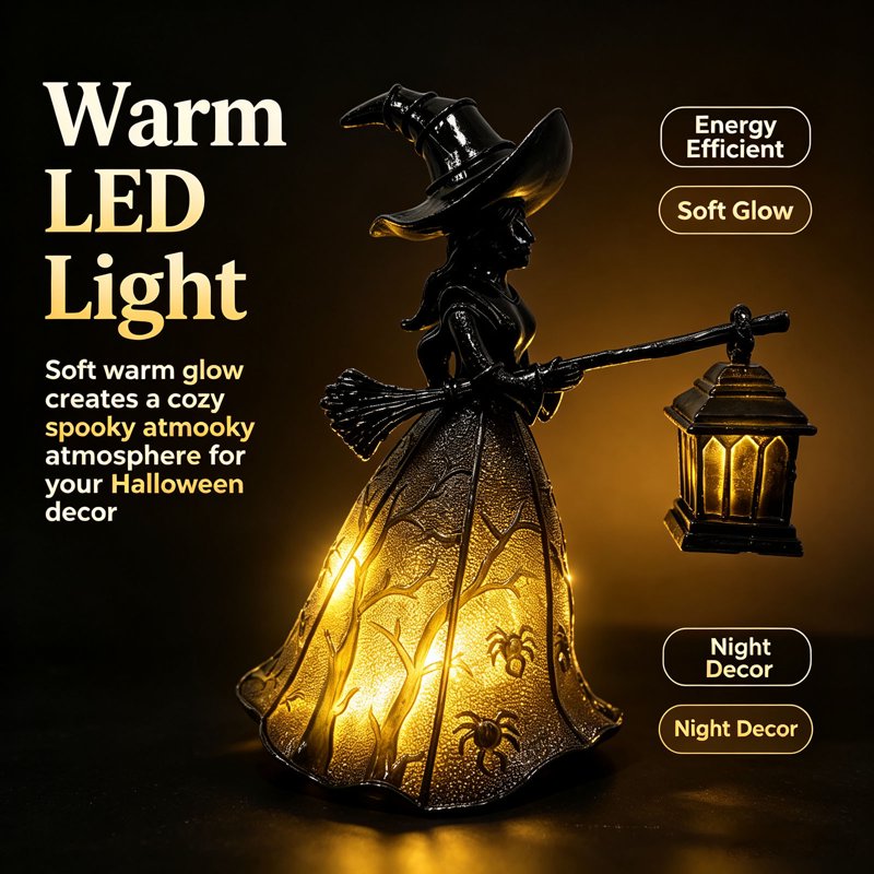 Halloween Witch Lamp - Spooky Decorative Table Light for Home & Party