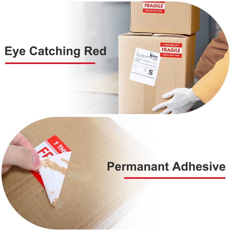 Fragile Shipping Stickers 2x3 Inch - 500 Labels Per Roll, Strong Adhesive