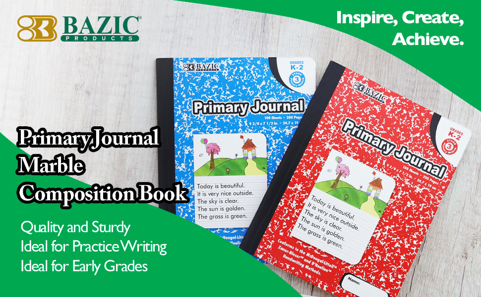 Primary Composition Notebook Marble Cover 100 Sheets for Grades K-2 - 48 Pack
