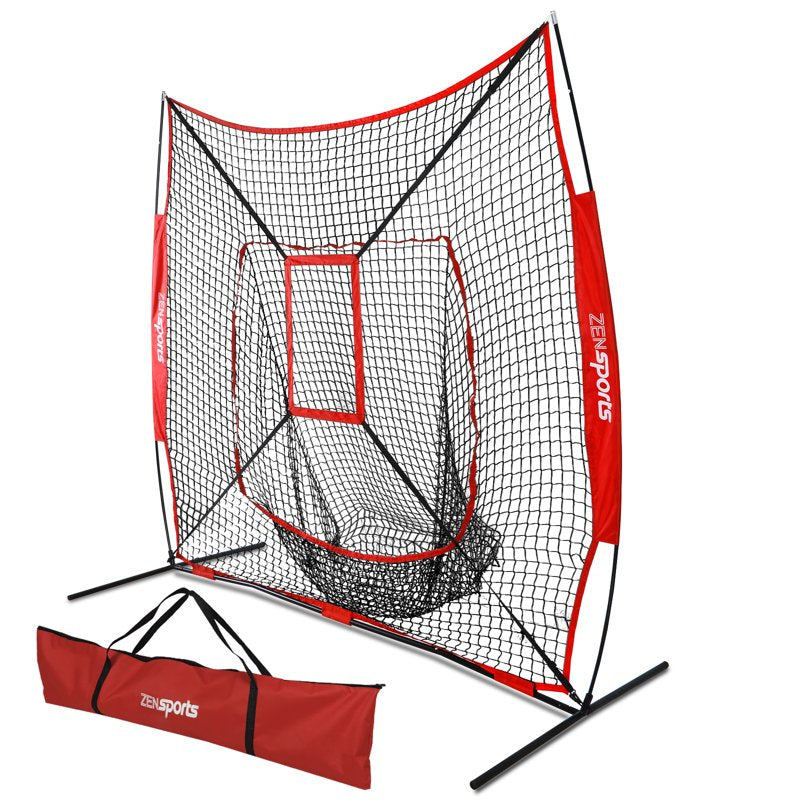 7' x 7' Baseball Softball Practice Net with Strike Zone, Frame & Carry Bag