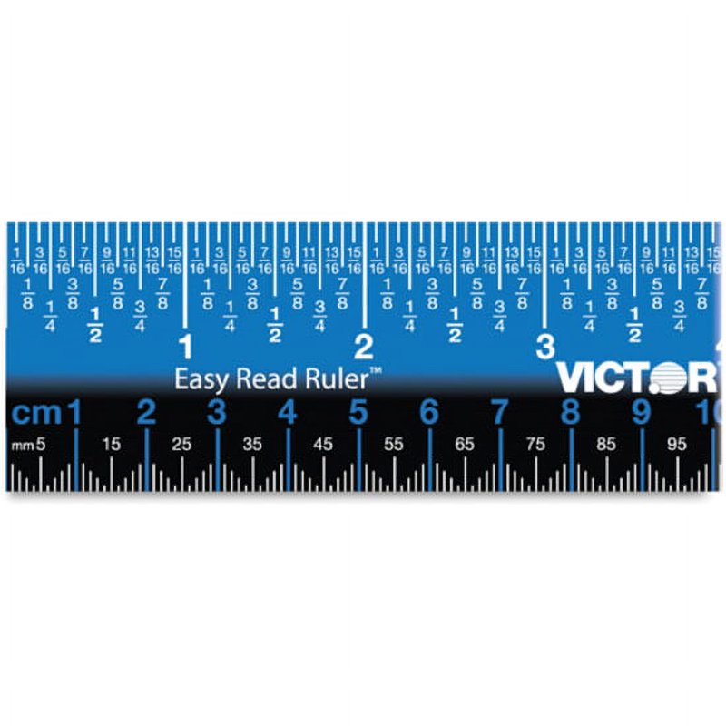 12-Inch Plastic Dual-Color Easy Read Ruler with Inch and Metric Measurements