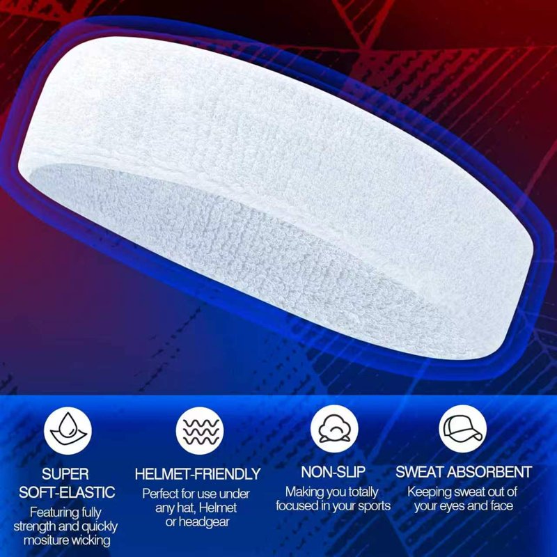 Sports Headband Moisture Wicking Cotton Sweatbands for Running & Yoga