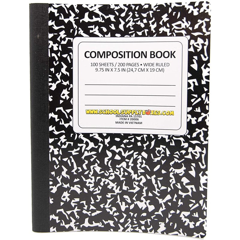 School Supply Composition Books 5-Pack Wide & College Ruled Notebooks