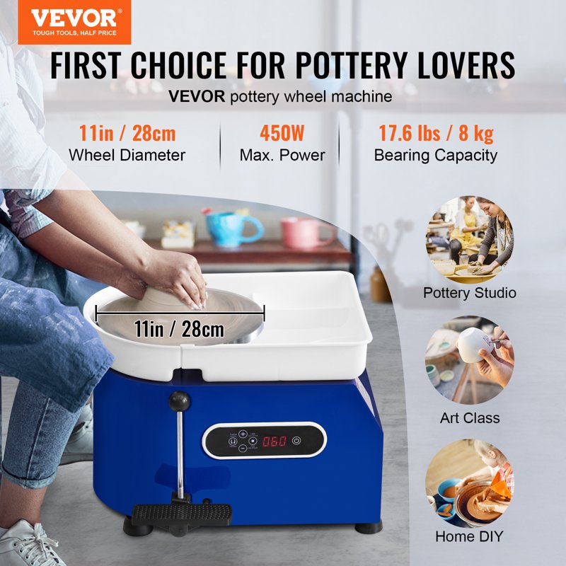 Pottery Wheel Machine 450W with LCD Touch Screen & Accessories for Adults and Beginners