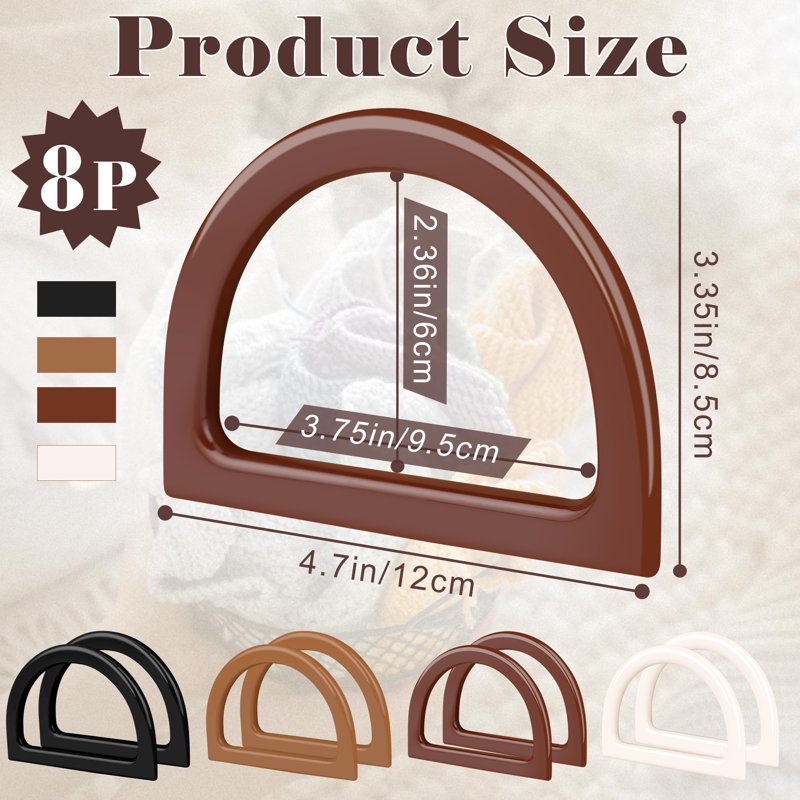 DIY Crochet Bag Kit with Leather Bases, Handles & Hooks - 2 Pcs
