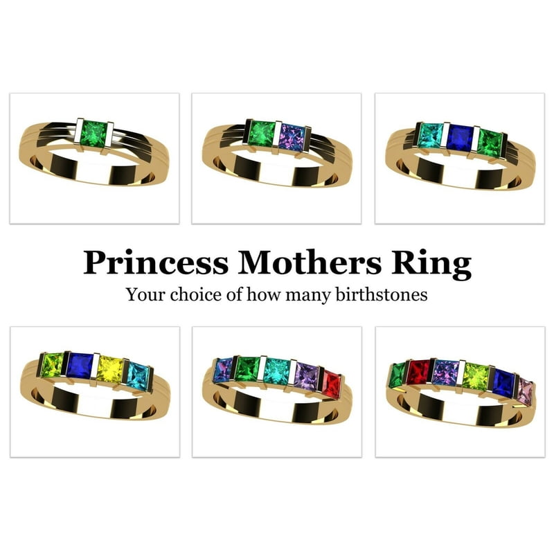 Personalized Birthstone Family Ring - 10K Gold or Silver Custom Mom Gift
