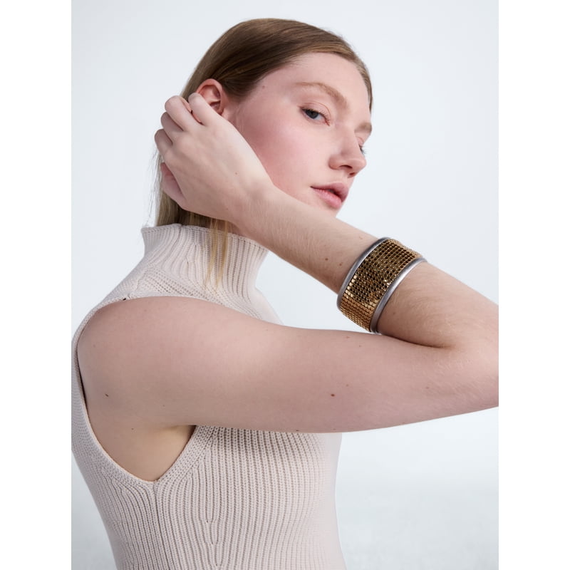 Mixed Metal Chainmail Cuff Bracelet for Women - Scoop