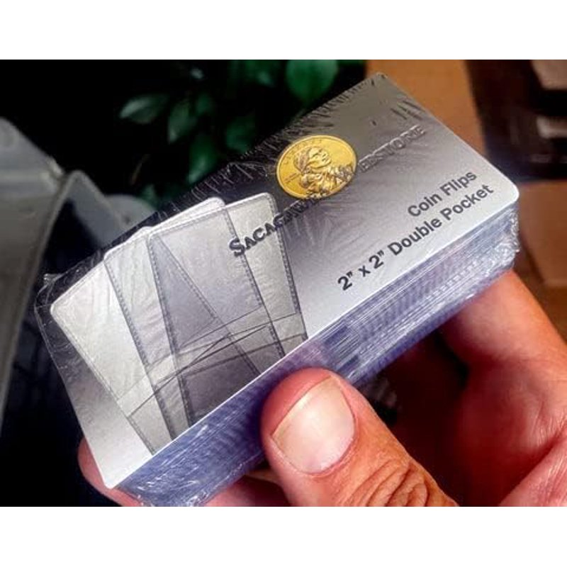 Unplasticized Vinyl Coin Flips - 2x2 Inch Clear Storage Wallets, 25 Pack