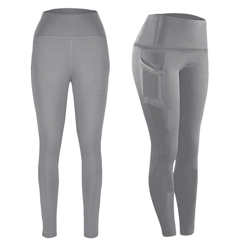 High Waisted Stretch Yoga Leggings with Pockets for Women - Athletic Workout Tights