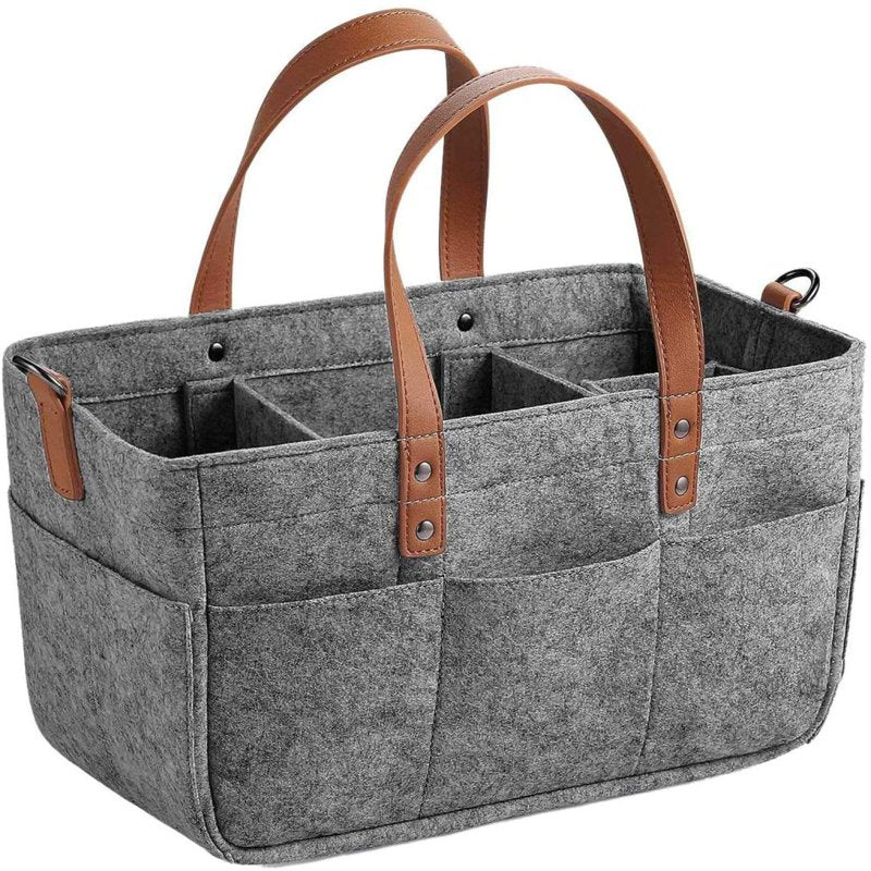 Multi-Purpose Craft Organizer Tote Bag with Pockets - Gray Storage Caddy