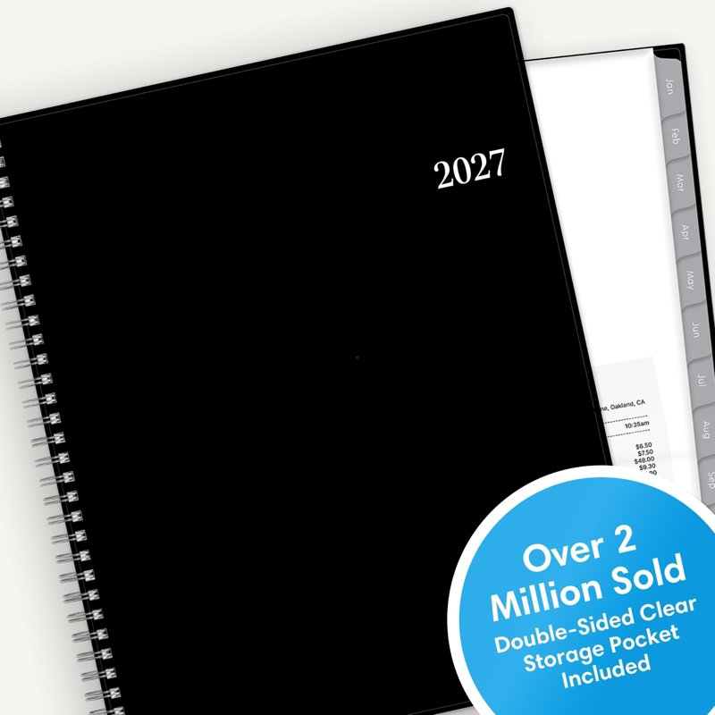 2027 Weekly & Monthly Planner Calendar - Flexible Cover, Wirebound, Laminated Tabs