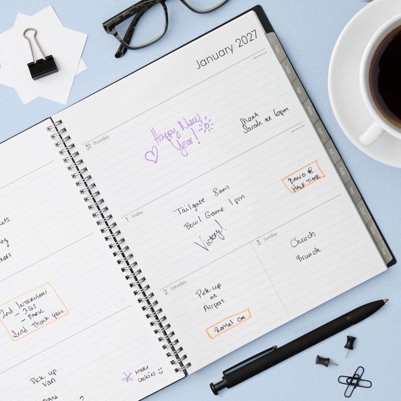 2027 Weekly & Monthly Planner Calendar - Flexible Cover, Wirebound, Laminated Tabs