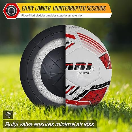 Vizari Livorno Soccer Ball 3 White - Durable TPU, Sizes 3-5, For Training & Matches