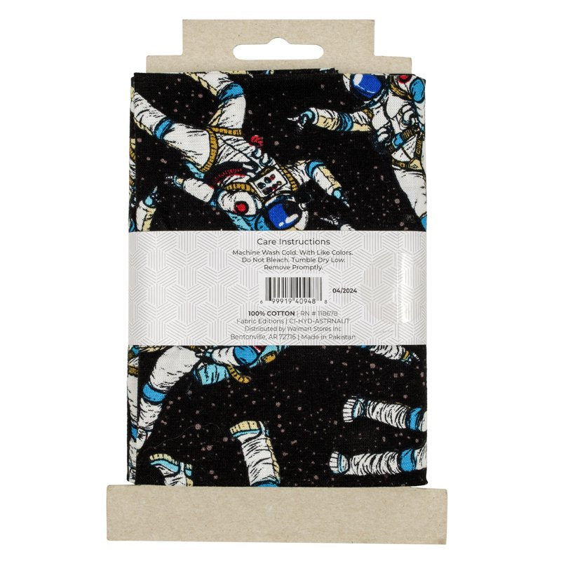 Cotton Astronaut Fabric Half Yard Black 42 Inch for Sewing & Crafting