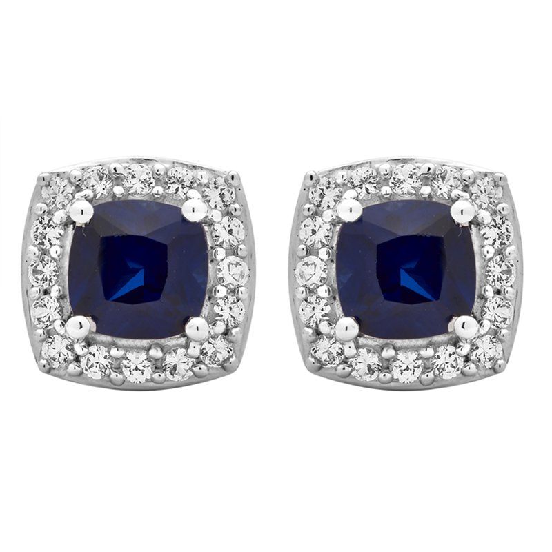 Sterling Silver Halo Stud Earrings in Multiple Gemstones - Elegant Jewelry