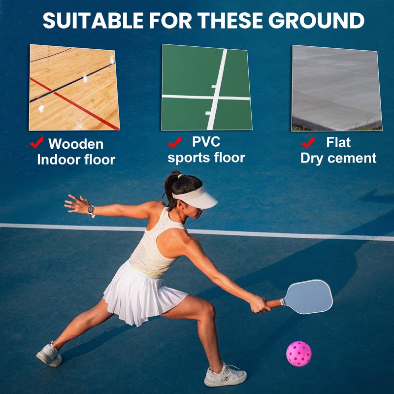Hot Pink 40-Hole Soft TPE Pickleball Balls for Indoor Practice - Wigonda, 6 Pack Variation
