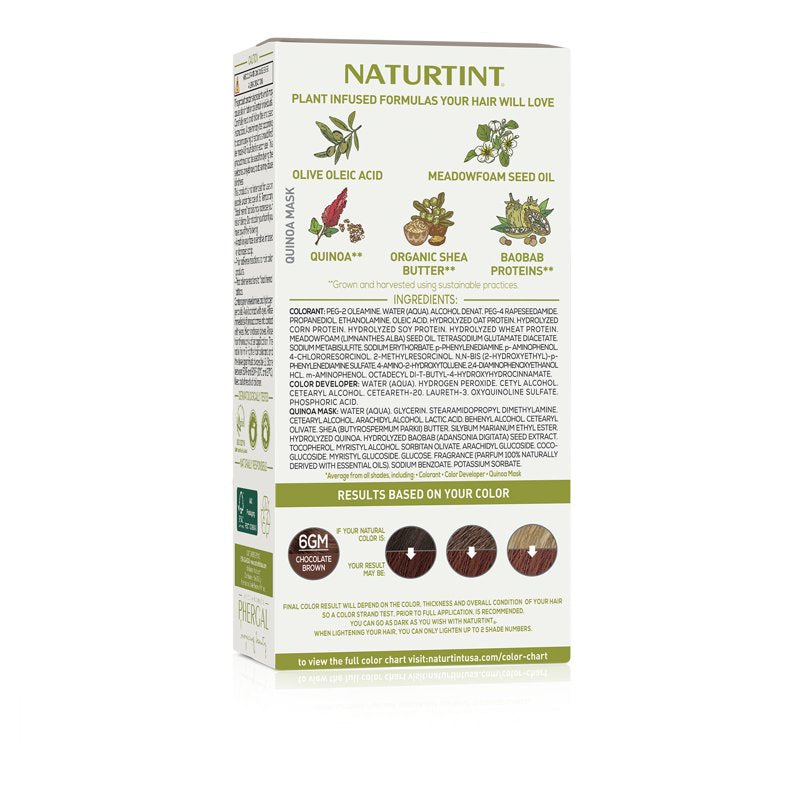 Natural Permanent Hair Color - Chocolate Brown, Vegan & Gentle, 6 Pack