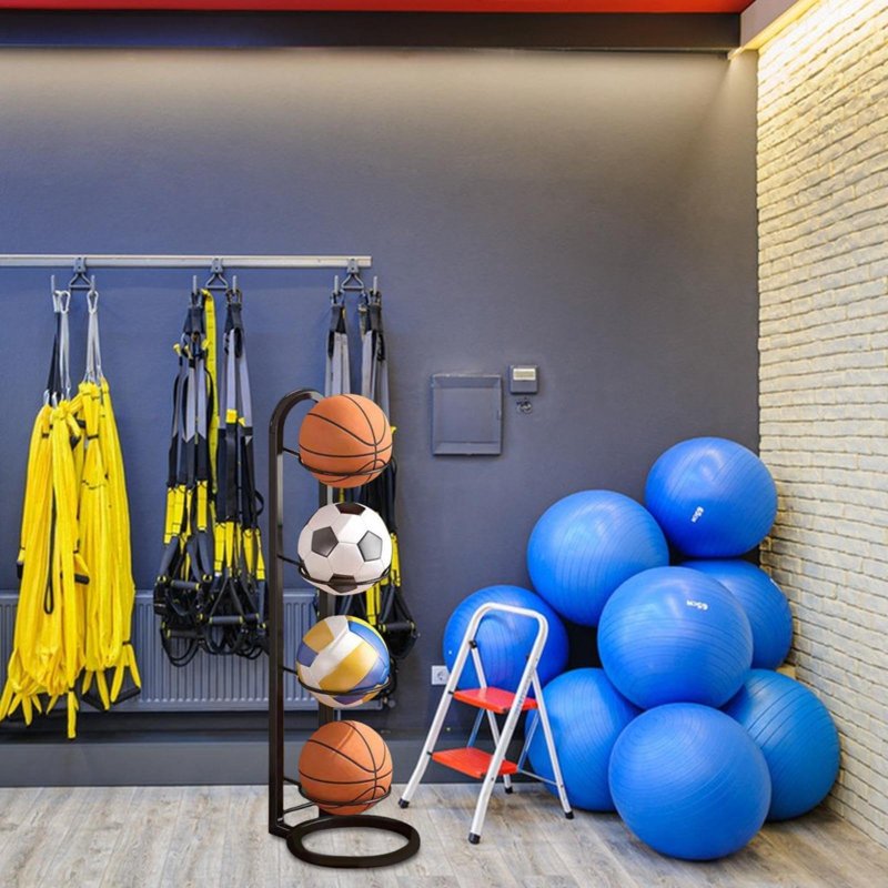 Vertical Sports Equipment Storage Rack Multi-Layer Metal Organizer for Basketball Football Volleyball