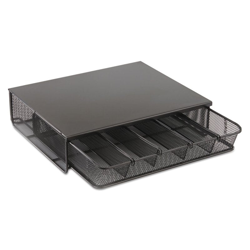 Stackable Black Mesh Drawer Organizer with Removable Dividers - Office & Hospitality Storage
