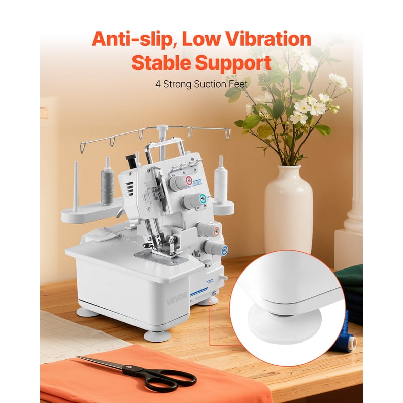 Serger Overlock Sewing Machine 1250 Stitches/Min 3/4 Thread Heavy-Duty