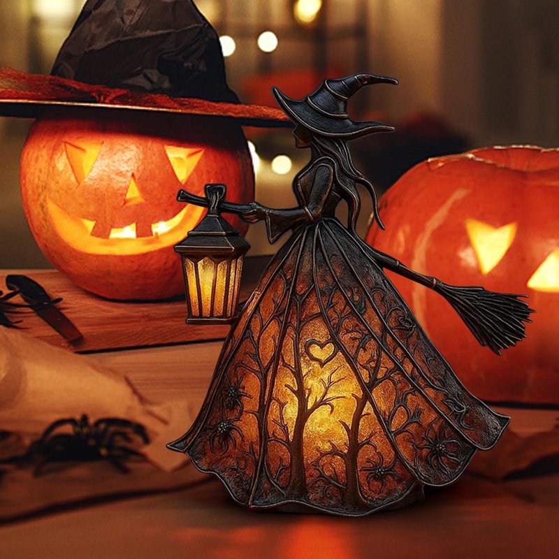 Halloween Witch Lamp - Spooky Decorative USB Table Lamp for Home & Party