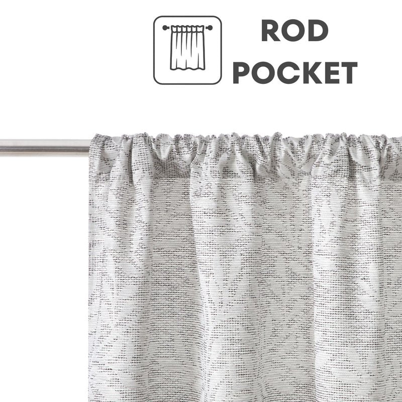 Blackout Curtain Panel Pair - Silver Botanical Jacquard Room Darkening Drapes