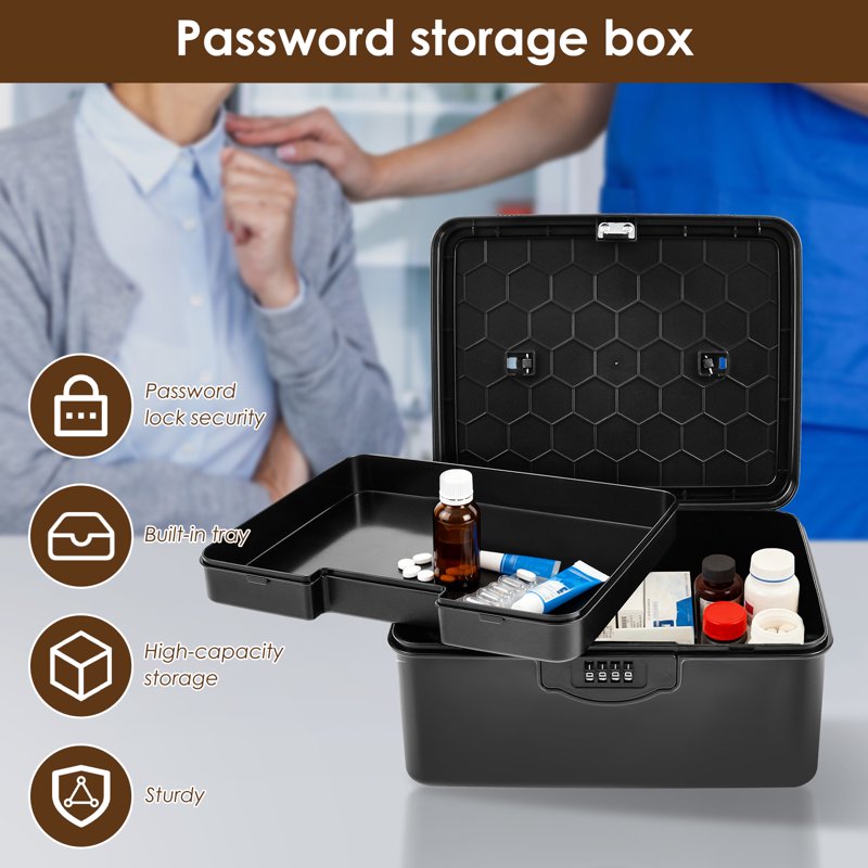 Lockable Medicine Storage Box with Code Lock - Secure Refrigerator Container