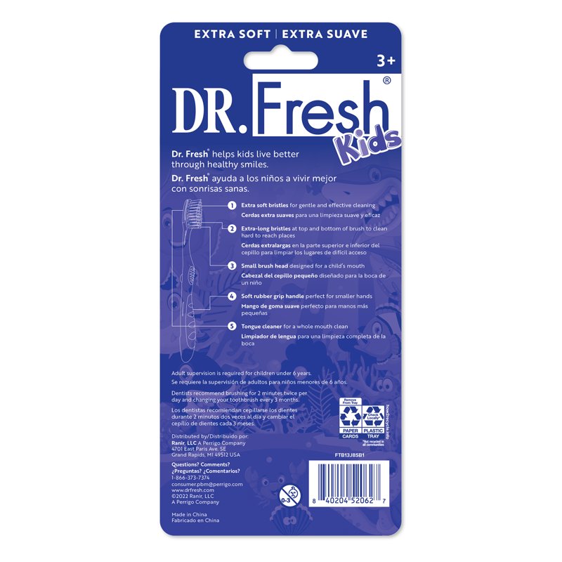 Kids Toothbrush Set with Non-Slip Handle, Soft Bristles & Tongue Cleaner - 5 Pack